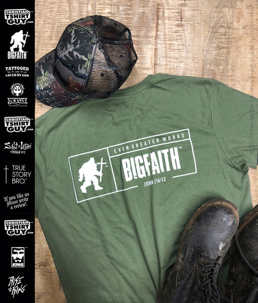 BIGFAITH™ Greater Works (Cross) V1| Bigfoot Sasquatch Yeti | Christian  T-Shirt