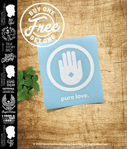 Pure Love - Jesus Hole in His Hand | Christian Decal Car Sticker BOGO