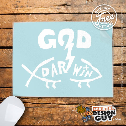 God Blasts Darwin Fish | Christian Decal Car Sticker BOGO