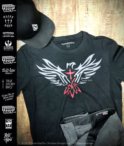 Isaiah 40:31 Tribal Eagle Verse | Men's Christian T-Shirt