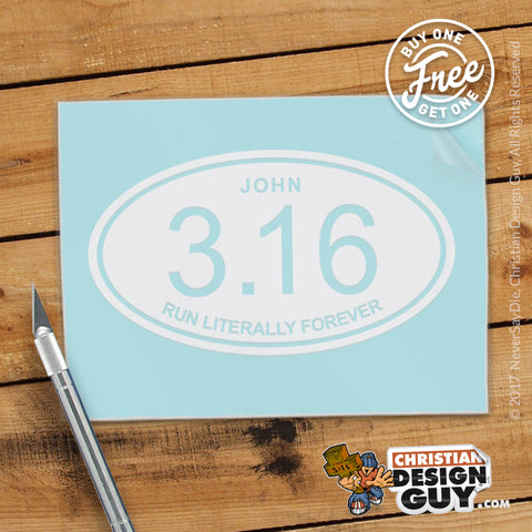 Runner John 3:16 Run Forever | Christian Decal Car Sticker BOGO