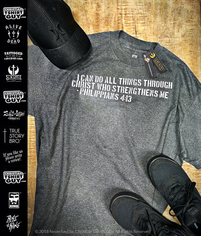 Philippians 4:13 Bible Verse  | Men's Christian T-Shirt