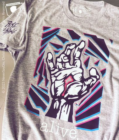 Alive - Jesus Psychedelic Hand | Rise with the King™ Christian T-shirt