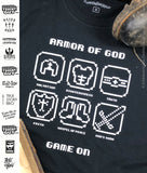 Armor of GOD 8-bit Ephesians 6 Spiritual Warfare | Christian Video Game T-Shirt