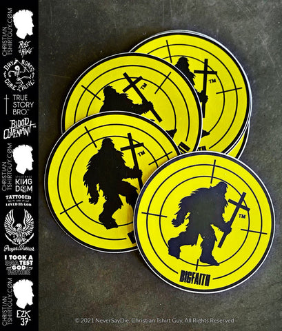 BIGFAITH™ Bigfoot Hunting Crosshair |  Christian Decal Car Sticker BOGO