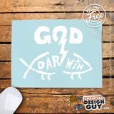 God Blasts Darwin Fish | Christian Decal Car Sticker BOGO
