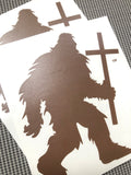 BIGFAITH™ Greater Works (CROSS) V1| Bigfoot Sasquatch Yeti | Funny Christian Vinyl Decal Car Sticker BOGO