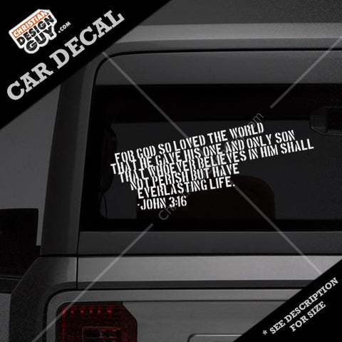 John 3:16 Bible Verse | Christian Decal Car Sticker